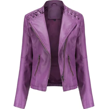 Dámský kabát Dámský křivák s ozdobou na ramenou - Purple L Barva: Fialová, Velikost: L