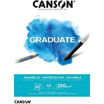 Umělecký papír Canson Akvarelový papír Graduate Aquarelle blok A4 250g, 20 listů