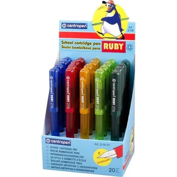 Inkoustové školní pero bombičkové Centropen, Iridiová špička kulička typu F, Iridiový hrot (Ruby Pluto Student 2116 plnící)