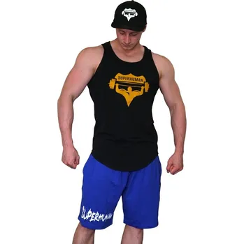 Pánské kraťasy Šortky Superhuman klasické - nápis vodorovný - modrá/bílá Modrá M