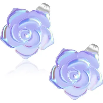 Náušnice Fialový perleťový květ - Ocelové náušnice