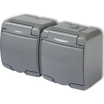 Elektrická zásuvka Dvojzásuvka 250V/16A IP54, šedá, Karlik
