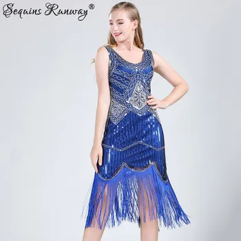 Dámské šaty Dámské svatební šaty levně Sequins SF444 Barva: Modrá, Velikost: M