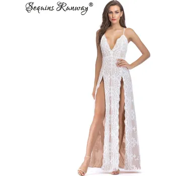 Dámské šaty Dámské společenské šaty akce Sequins SF466 Barva: Bílá, Velikost: L