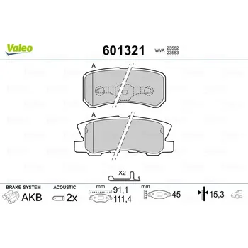 Brzdová destička Sada brzdových destiček, kotoučová brzda VALEO 601321