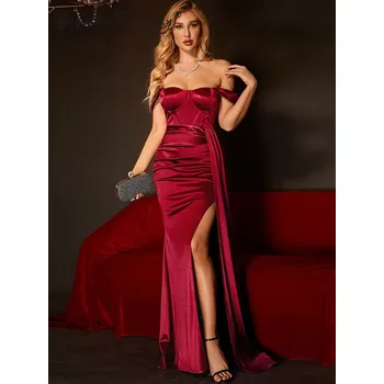 Dámské šaty Dámské společenské šaty výprodej Sequins SF667 Barva: Červená, Velikost: M