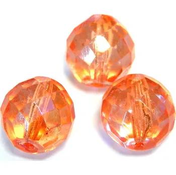 Korálek Korálky plast., ORANŽOVÉ, broušené, 14 mm, 1ks