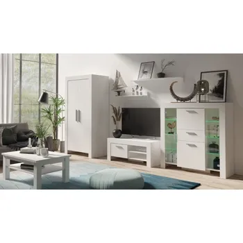 Obývací stěna CEZAR bílá, obývací pokoj