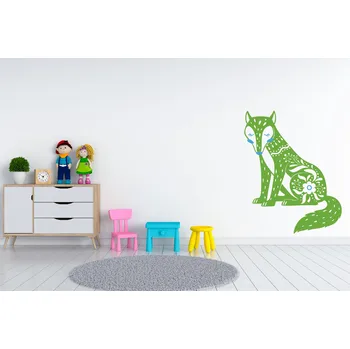 Samolepící dekorace Lepy.cz Samolepka na zeď Kouzelný les - Liška Velikost (šířka x výška): 30x37cm, Kombinace barev sety: Světle modrá + světle žlutá