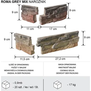 Obklad Rohový kámen Roma gray mix bal=0,9mb