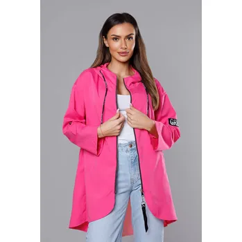 Dámský kabát Růžový tenký asymetrický dámský přehoz přes oblečení (B8117-83) odstíny růžové XS (34)