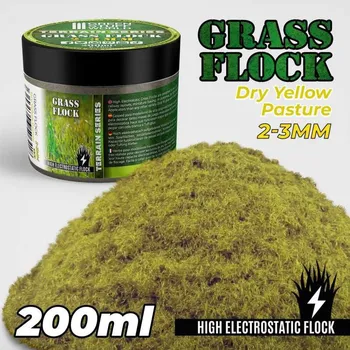 Plastikový model Static Grass Flock 2–3 mm – modelářský posyp suchá žlutá pastvina (200 ml)