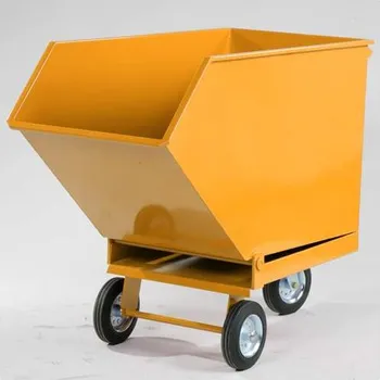Plošinový vozík Lehký výklopný přepravník pro průmyslové odpady, základní provedení, objem 400 l, barva žlutá RAL1033