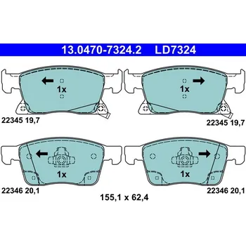 Brzdová destička Sada brzdových destiček, kotoučová brzda ATE 13.0470-7324.2
