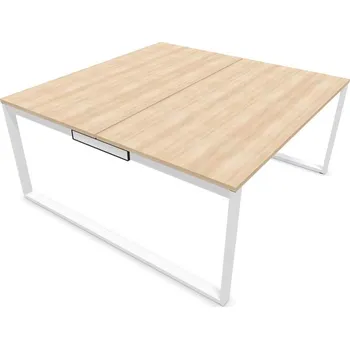 Psací stůl Stůl kancelářský SQart oboustranný, podnoží bílé, pracovní deska akácie, š x h: 1600 x 1600 mm