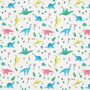 Úplet bílý, barevní dinosauři, š.150
