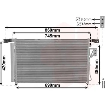 Klimatizace automobilu Kondenzátor, klimatizace VAN WEZEL 82005176