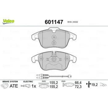 Brzdová destička Sada brzdových destiček, kotoučová brzda VALEO 601147