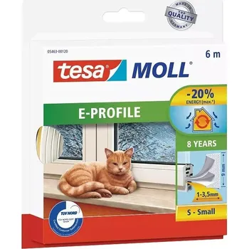 Těsnění do okna a dveří Tesa moll® - Gumové těsnění E profil - bílá