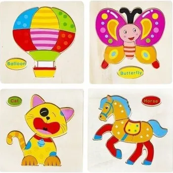 Dřevěná hračka Dřevěné puzzle 4 ks