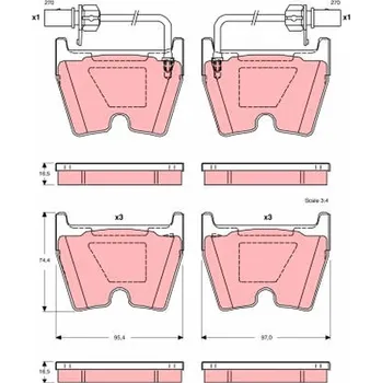Brzdová destička Sada brzdových destiček, kotoučová brzda TRW GDB1507