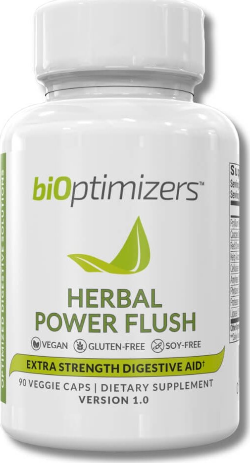 BiOptimizers | Herbal Power Flush - Šetrné projímadlo 5 trávicích enzymů • psyllium + cascara sagrada • 90 kapslí