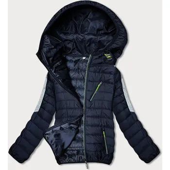 Tmavě modro-šedá prošívaná dámská bunda s kapucí (8M912-215) odstíny modré S (36)