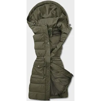 Dámská vesta Dámská péřová vesta v army barvě s kapucí (CAN-860) odstíny zelené L (40)