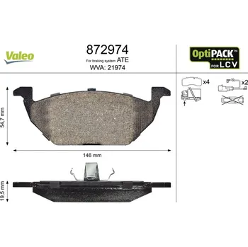 Brzdová destička Sada brzdových destiček, kotoučová brzda VALEO 872974