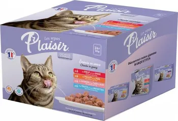 Krmivo pro kočku Plaisir Cat Adult Multipack XXL hovězí/kuřecí/losos/pstruh 24x 85 g