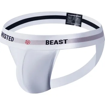 Pánské erotické prádlo Jocksy Twisted Beast Insignia Jock bílé S, pánské bavlněné jockstrapy