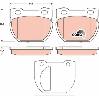 Brzdová destička Sada brzdových destiček, kotoučová brzda TRW GDB1666