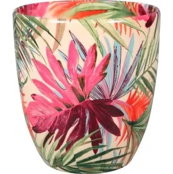 Květináč Obal KODET PALMA d13cm zeleno-růžový lesk
