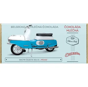 Čokoláda CHOCO POLA - Skútr Čezeta 501.01 Prase, Modrá - mléčná čokoláda 100g
