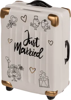Pokladnička Svatební pokladnička kufr Just Married 11 x 6,5 x 16,5 cm