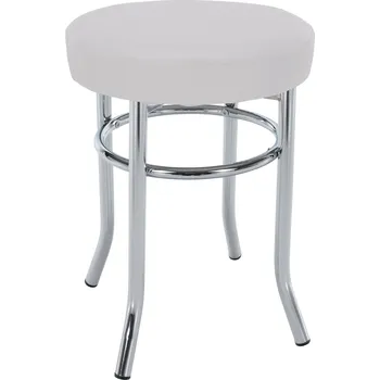 Taburet Taburetka, ekokůže bílá/kov chrom, IRENA