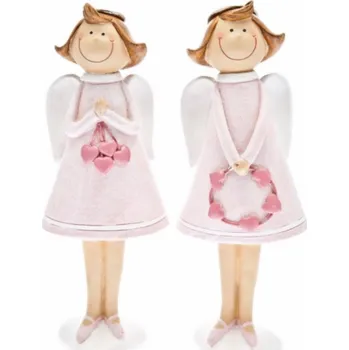 Vánoční dekorace Anděl se srdíčky růžový 26x8 cm 2 druhy