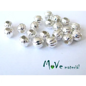 Dětské navlékací korálky Korálek kovový vroubkovaný 5mm/20ks, stříbrný