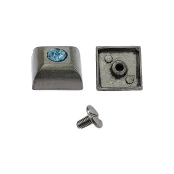 Hroty na oblečení - pyramida s modrým kamínkem