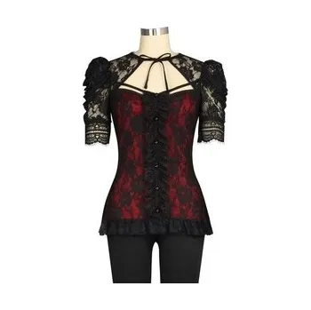 Gotický top dámský krajkový burgundy