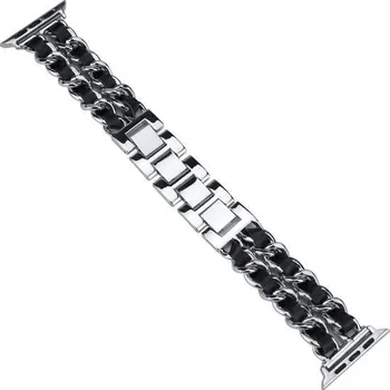 Ostatní příslušenství k chytrým hodinkám Řemínek Worryfree Metal&Leather pro Apple 38/40/41mm, silver/black
