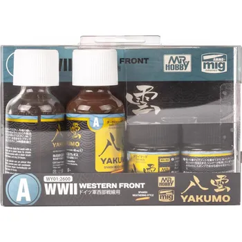 Gunze Sangyo Mr. Weathering Color Paint - Yakumo patinovací set 2. světová válka západní fronta (WWII Western Front Yakumo Color Set A)