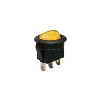 Auto elektroinstalace Vypínač kolébkový - ON-OFF 1pol.12V/16A, žluté podsvícení kulatý