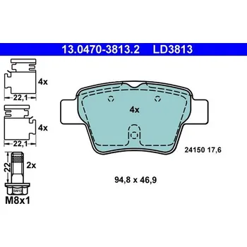 Brzdová destička Sada brzdových destiček, kotoučová brzda ATE 13.0470-3813.2