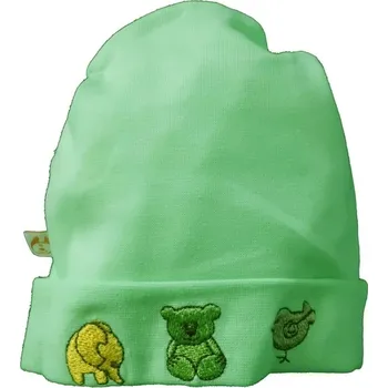 Kojenecká čepice Čepička kojenecká bavlna - ZVÍŘÁTKA zelená - vel.62