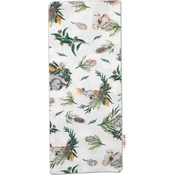 látková plena Plena bavlna potisk TETRA PREMIUM - KOALA A ROSTLINY na bílém - 70x80cm