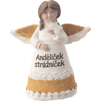 Vánoční dekorace Anděl ker. Andělíček strážníč. bílý/zlatý 8x4x11cm