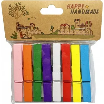 Kolíčky dřevěné - barevné - 7,2 cm - 8 ks - PK590-14