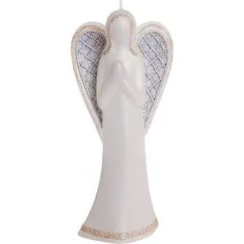 Svíčka Svíčka Anděl s křídly mat bílá