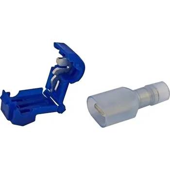 Auto elektroinstalace Rychlospojka modrá + konektor izolovaný 6.3 0.8-2,5mm - 10 kusů